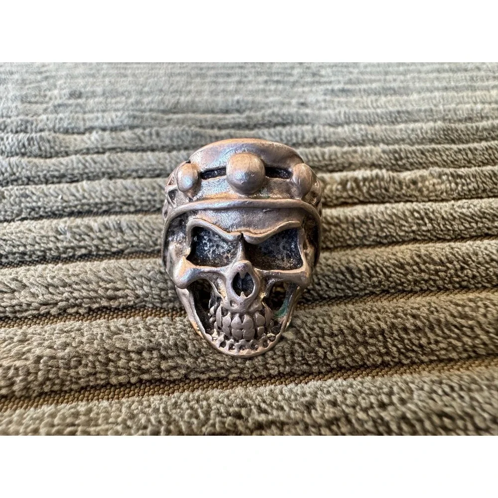 Mens‎ Skull Ring Silver Tone Crown Biker Statement Jewelry Accessory